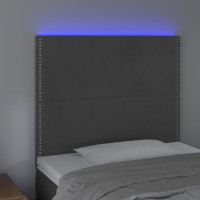 Produktbild för Sänggavel LED mörkgrå 90x5x118/128 cm sammet