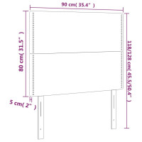 Produktbild för Sänggavel LED mörkgrå 90x5x118/128 cm sammet