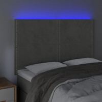 Produktbild för Sänggavel LED ljusgrå 144x5x118/128 cm sammet