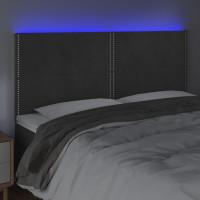 Produktbild för Sänggavel LED mörkgrå 200x5x118/128 cm sammet