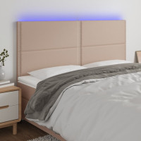 Produktbild för Sänggavel LED cappuccino 160x5x118/128 cm konstläder