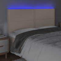 Produktbild för Sänggavel LED cappuccino 160x5x118/128 cm konstläder