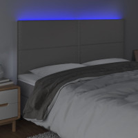 Produktbild för Sänggavel LED grå 180x5x118/128 cm konstläder