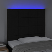 Produktbild för Sänggavel LED svart 80x5x118/128 cm tyg