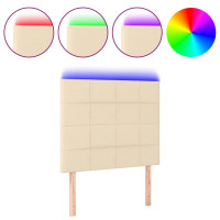 Produktbild för Sänggavel LED gräddvit 80x5x118/128 cm tyg