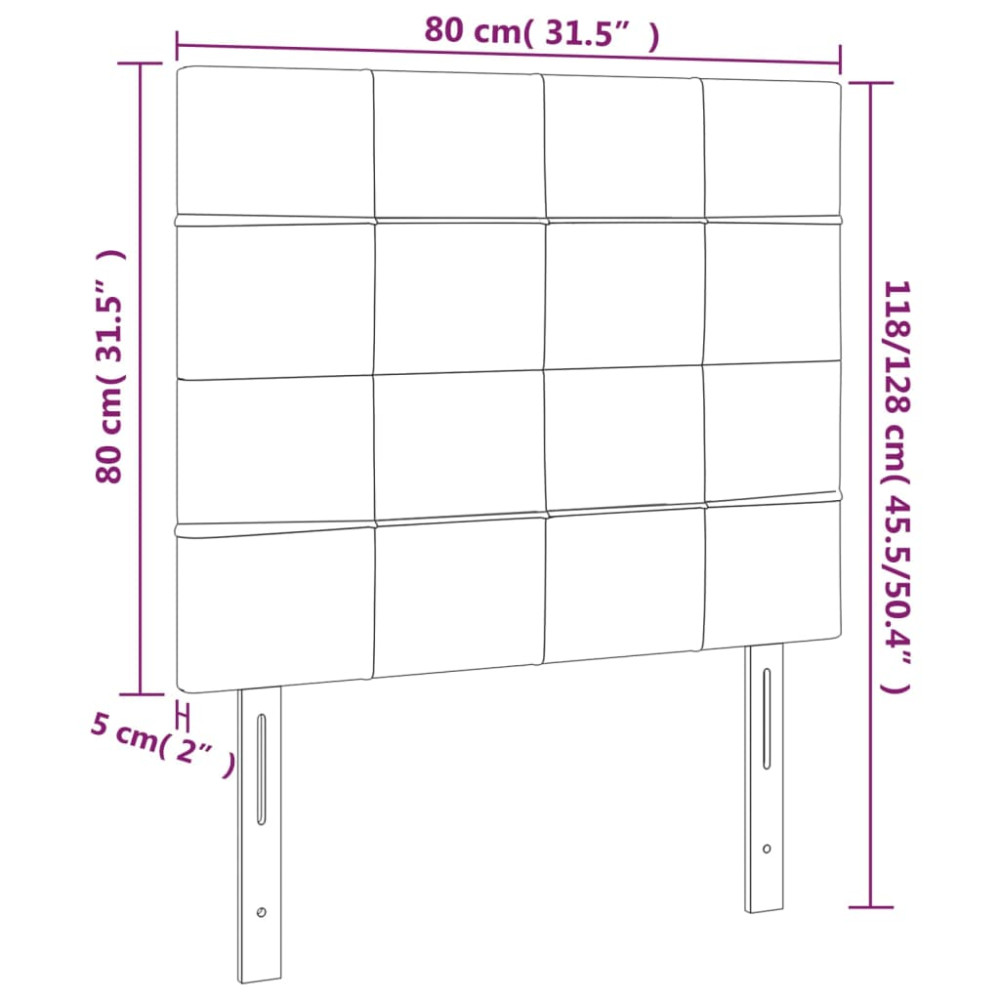 Produktbild för Sänggavel LED gräddvit 80x5x118/128 cm tyg