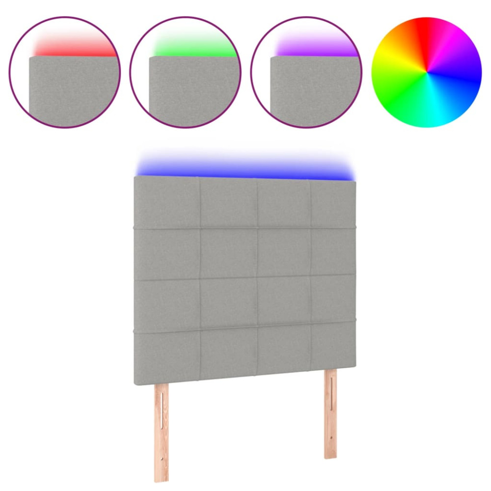 Produktbild för Sänggavel LED ljusgrå 90x5x118/128 cm tyg
