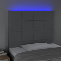 Produktbild för Sänggavel LED ljusgrå 90x5x118/128 cm tyg