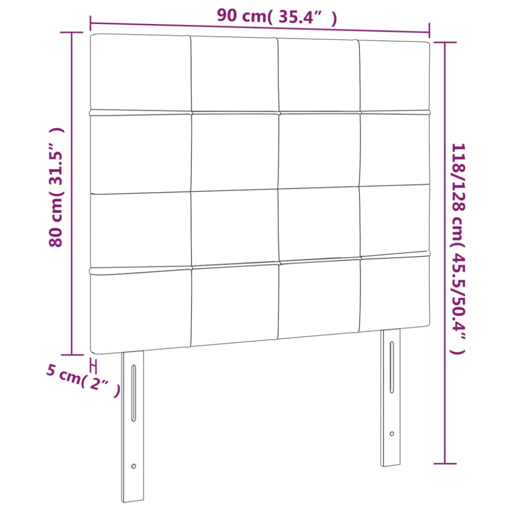 Produktbild för Sänggavel LED ljusgrå 90x5x118/128 cm tyg