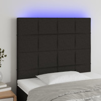 Produktbild för Sänggavel LED svart 90x5x118/128 cm tyg