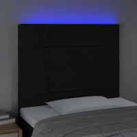 Produktbild för Sänggavel LED svart 90x5x118/128 cm tyg