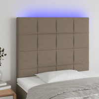 Produktbild för Sänggavel LED taupe 90x5x118/128 cm tyg