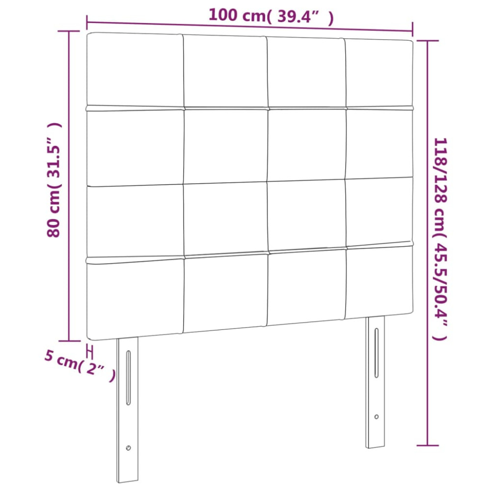 Produktbild för Sänggavel LED mörkgrå 100x5x118/128 cm tyg
