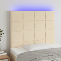 Produktbild för Sänggavel LED gräddvit 100x5x118/128 cm tyg