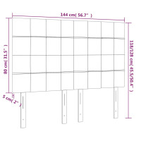 Produktbild för Sänggavel LED ljusgrå 144x5x118/128 cm tyg