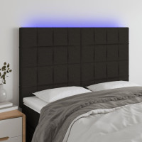 Produktbild för Sänggavel LED svart 144x5x118/128 cm tyg