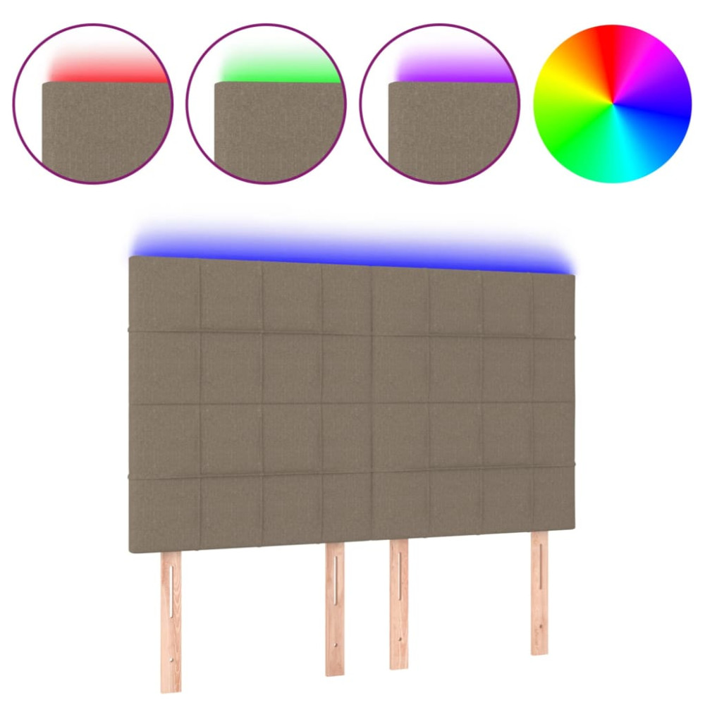 Produktbild för Sänggavel LED taupe 144x5x118/128 cm tyg