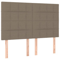 Produktbild för Sänggavel LED taupe 144x5x118/128 cm tyg