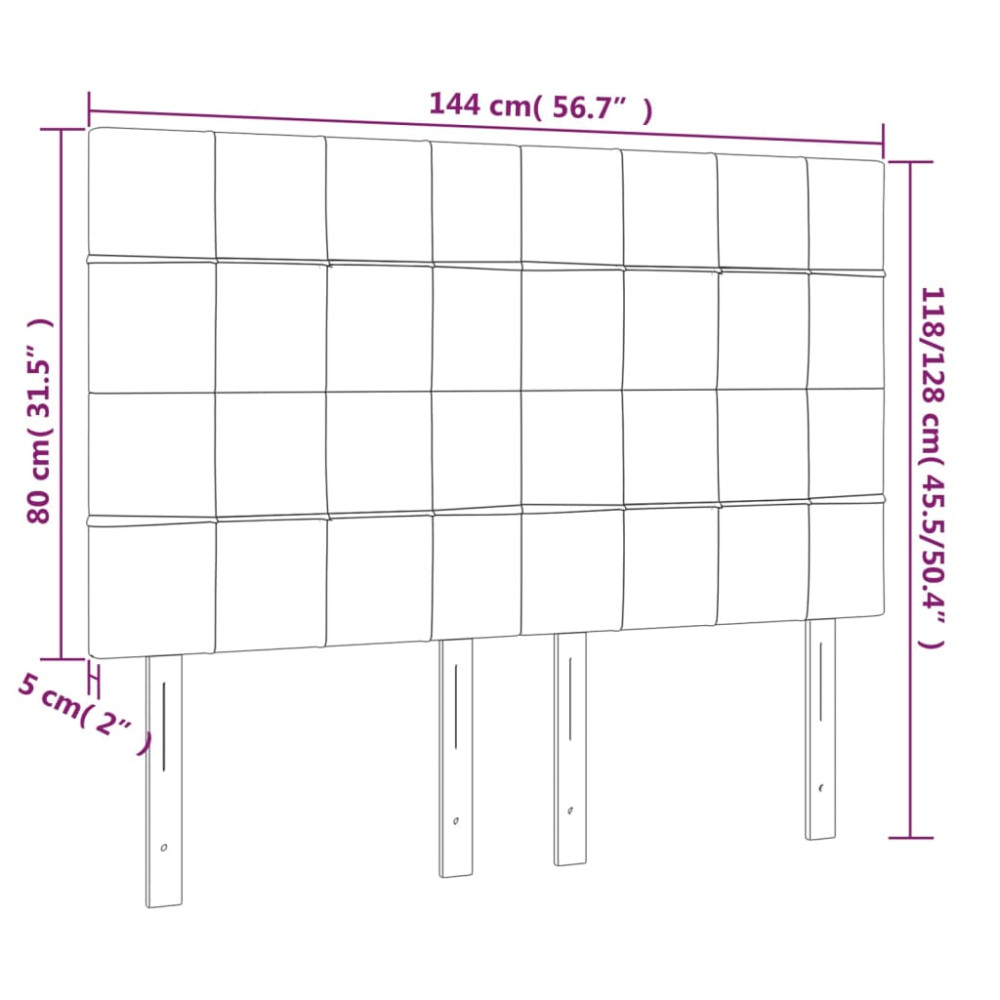 Produktbild för Sänggavel LED taupe 144x5x118/128 cm tyg