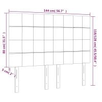 Produktbild för Sänggavel LED taupe 144x5x118/128 cm tyg