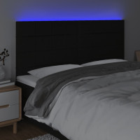 Produktbild för Sänggavel LED svart 160x5x118/128 cm tyg
