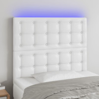 Produktbild för Sänggavel LED hvid 100x5x118/128 cm konstläder