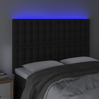 Produktbild för Sänggavel LED svart 144x5x118/128 cm konstläder