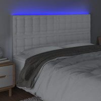 Produktbild för Sänggavel LED vit 200x5x118/128 cm konstläder