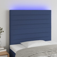 Produktbild för Sänggavel LED blå 90x5x118/128 cm tyg