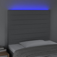 Produktbild för Sänggavel LED ljusgrå 100x5x118/128 cm tyg