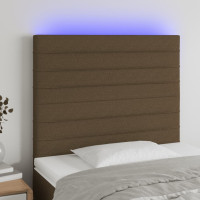 Produktbild för Sänggavel LED mörkbrun 100x5x118/128 cm tyg