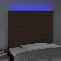 Produktbild för Sänggavel LED mörkbrun 100x5x118/128 cm tyg