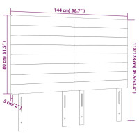 Produktbild för Sänggavel LED ljusgrå 144x5x118/128 cm tyg