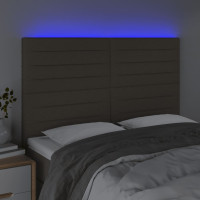 Produktbild för Sänggavel LED taupe 144x5x118/128 cm tyg