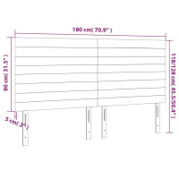 Produktbild för Sänggavel LED mörkgrå 180x5x118/128 cm tyg