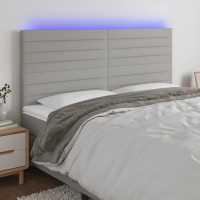 Produktbild för Sänggavel LED ljusgrå 200x5x118/128 cm tyg