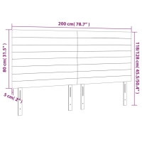 Produktbild för Sänggavel LED ljusgrå 200x5x118/128 cm tyg