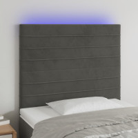 Produktbild för Sänggavel LED mörkgrå 80x5x118/128 cm sammet