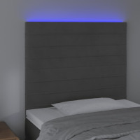 Produktbild för Sänggavel LED mörkgrå 80x5x118/128 cm sammet