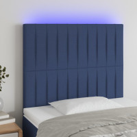 Produktbild för Sänggavel LED blå 100x5x118/128 cm tyg