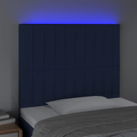 Produktbild för Sänggavel LED blå 100x5x118/128 cm tyg