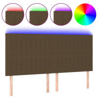 Produktbild för Sänggavel LED mörkbrun 160x5x118/128 cm tyg