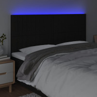 Produktbild för Sänggavel LED svart 180x5x118/128 cm tyg