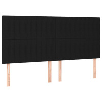 Produktbild för Sänggavel LED svart 180x5x118/128 cm tyg