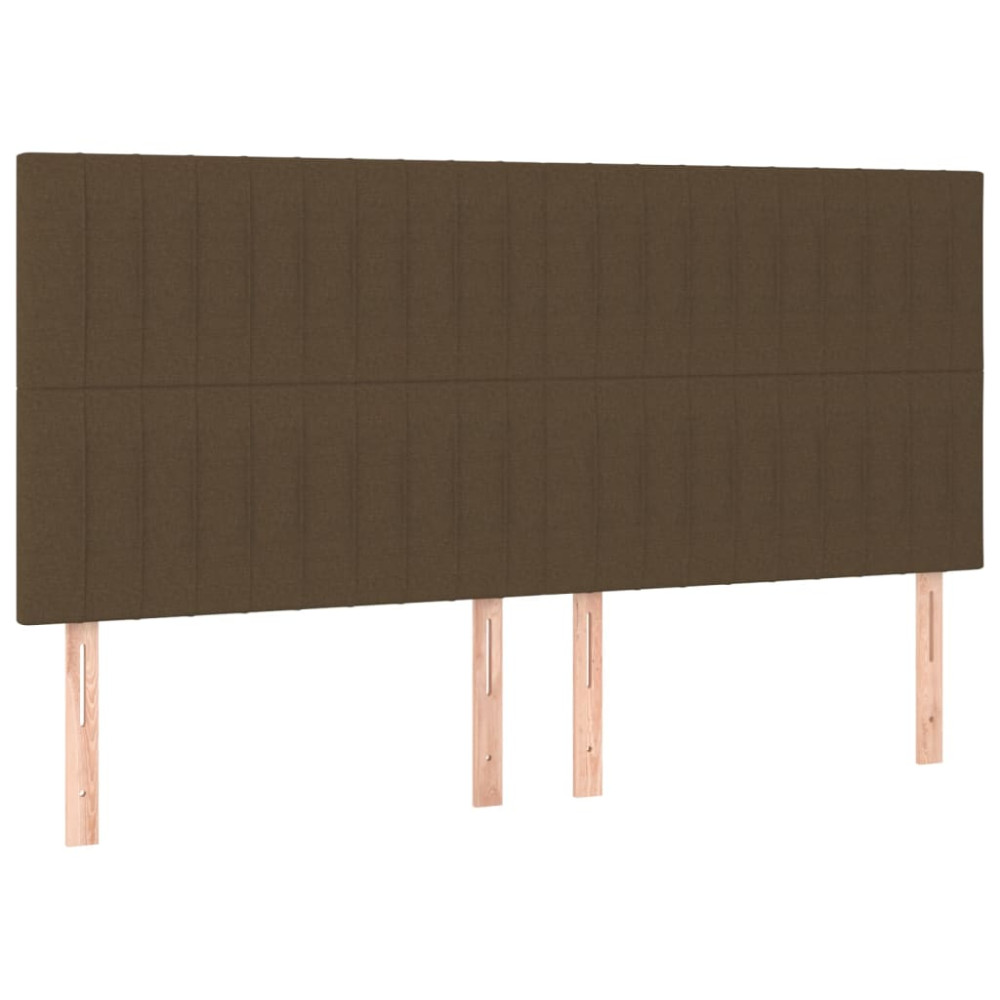 Produktbild för Sänggavel LED mörkbrun 180x5x118/128 cm tyg
