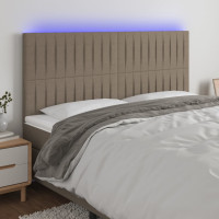 Produktbild för Sänggavel LED taupe 180x5x118/128 cm tyg