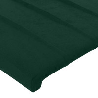 Produktbild för Sänggavel LED mörkgrön 144x5x118/128 cm sammet