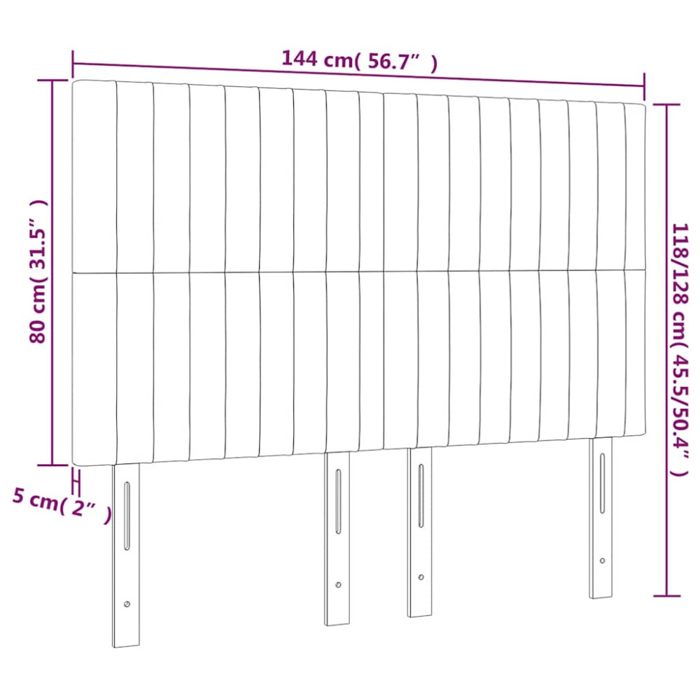 Produktbild för Sänggavel LED mörkgrön 144x5x118/128 cm sammet