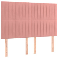 Produktbild för Sänggavel LED rosa 144x5x118/128 cm sammet