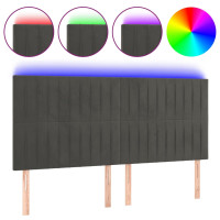 Produktbild för Sänggavel LED mörkgrå 160x5x118/128 cm sammet